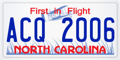 NC license plate ACQ2006