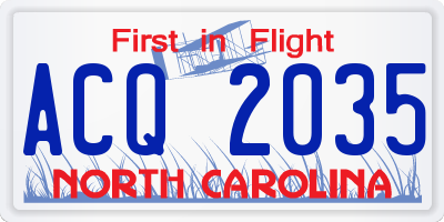 NC license plate ACQ2035