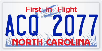 NC license plate ACQ2077