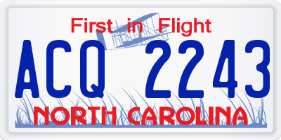 NC license plate ACQ2243