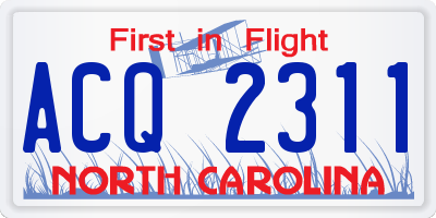 NC license plate ACQ2311