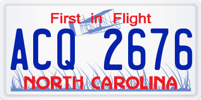 NC license plate ACQ2676