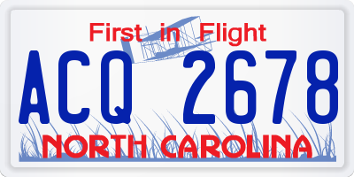 NC license plate ACQ2678