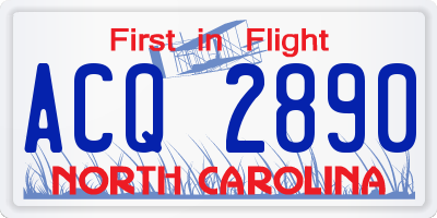 NC license plate ACQ2890