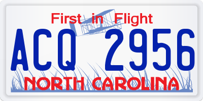 NC license plate ACQ2956