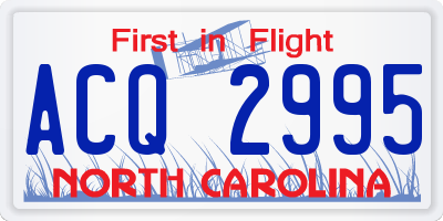 NC license plate ACQ2995