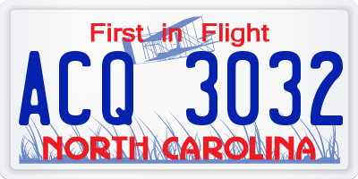 NC license plate ACQ3032