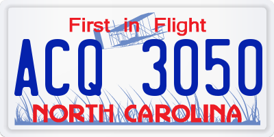 NC license plate ACQ3050