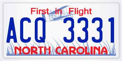 NC license plate ACQ3331
