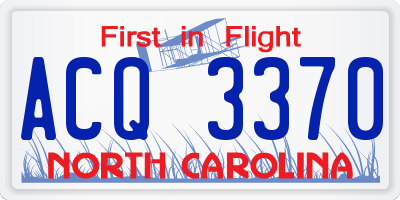 NC license plate ACQ3370