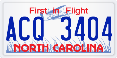 NC license plate ACQ3404