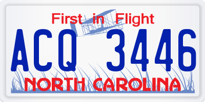 NC license plate ACQ3446