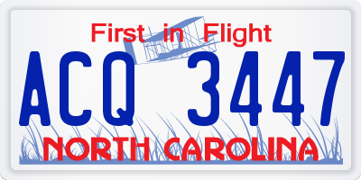 NC license plate ACQ3447