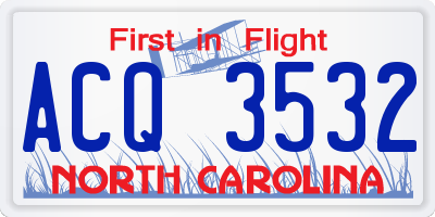 NC license plate ACQ3532