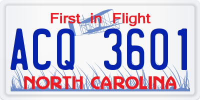 NC license plate ACQ3601