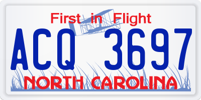 NC license plate ACQ3697