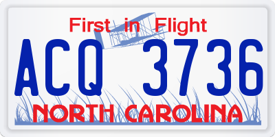 NC license plate ACQ3736