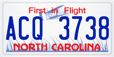NC license plate ACQ3738