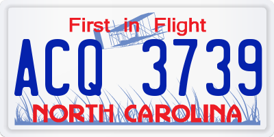 NC license plate ACQ3739