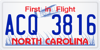 NC license plate ACQ3816