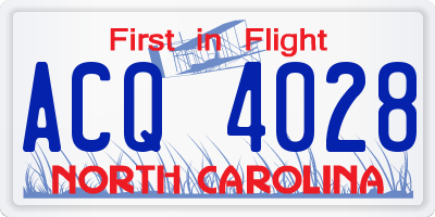 NC license plate ACQ4028