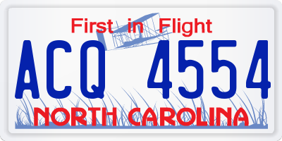 NC license plate ACQ4554