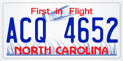 NC license plate ACQ4652