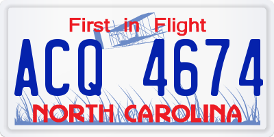 NC license plate ACQ4674