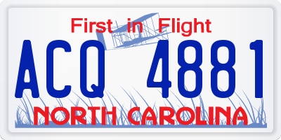 NC license plate ACQ4881