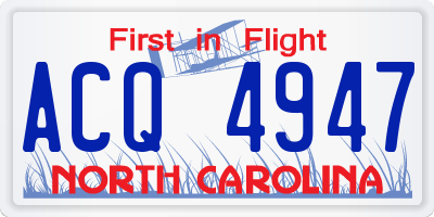 NC license plate ACQ4947