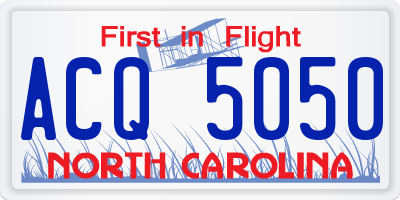 NC license plate ACQ5050