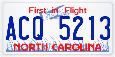NC license plate ACQ5213