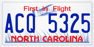 NC license plate ACQ5325