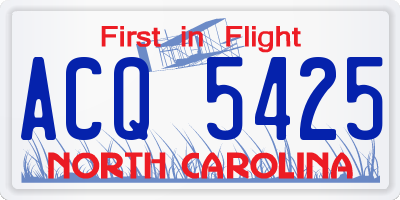 NC license plate ACQ5425