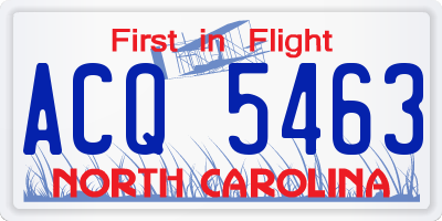 NC license plate ACQ5463