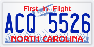 NC license plate ACQ5526
