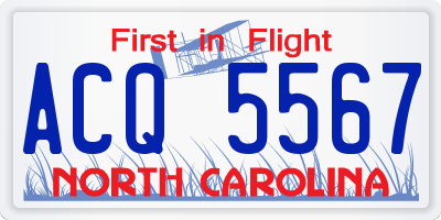 NC license plate ACQ5567