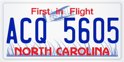 NC license plate ACQ5605
