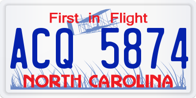 NC license plate ACQ5874