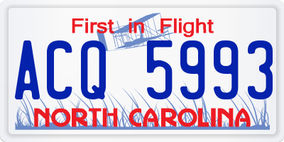 NC license plate ACQ5993