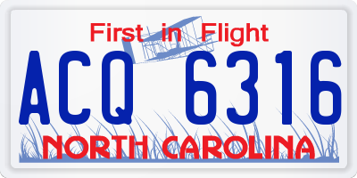 NC license plate ACQ6316