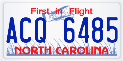 NC license plate ACQ6485