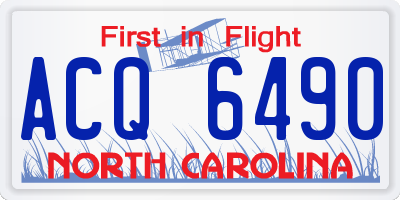 NC license plate ACQ6490