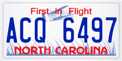 NC license plate ACQ6497