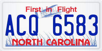 NC license plate ACQ6583