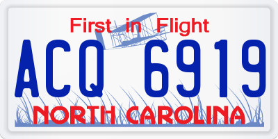 NC license plate ACQ6919