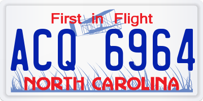 NC license plate ACQ6964