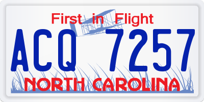 NC license plate ACQ7257