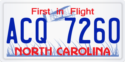 NC license plate ACQ7260
