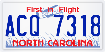 NC license plate ACQ7318